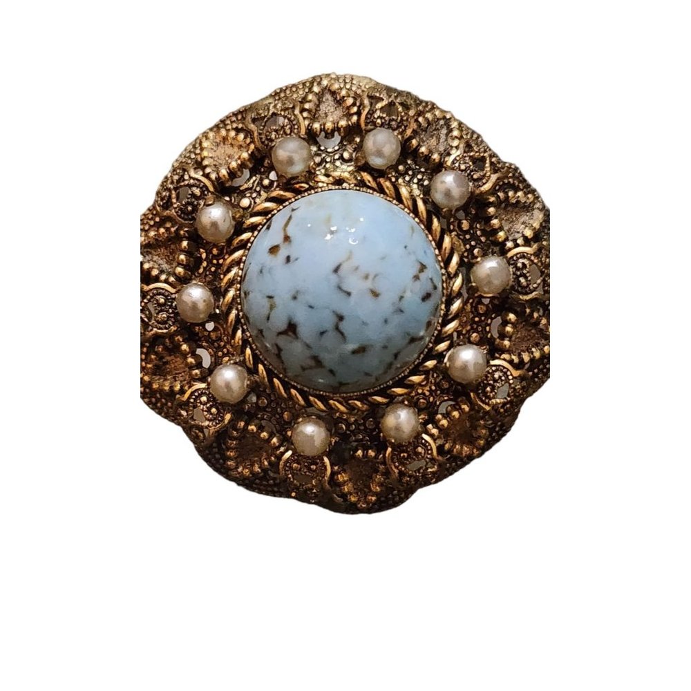 Vintage Signed West Germany Hubble Glass Brooch (A2467)